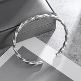Men's Women's Nordic Twisted Bangle - Silver - AL20539 - Adjustable - Alloy/Silver Plated - image 9
