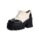 Women's British Walker Chunky Platforms - Black/Beige - Platform Chunky Shoes - 43 B - PU Patent Leather - image 40