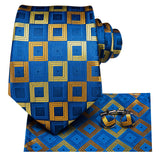 Funki Buys | Neckties | Men's 3 Pcs Luxury Gold Squares Tie Set