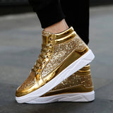 Men's Women's Bling Lace Up Sneakers - Gold - Bling Sneakers - 9.5 B - PU Leather - image 10