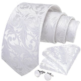 Men's 3 Pcs Formal White Silver Tie Sets - Silver Gray - MJ-0484 - One Size - Silk - image 2