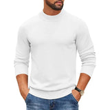 Men's Slim Fit Round-Neck Pullovers - Black - Mock Neck Sweater - XXXL - Polyester - image 8