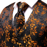 Men's 4 Pcs Luxury Golden Silk Tie Vest Set - Golden - 4pc Tie Set - MJ-0040 - 3XL - Silk - image 11
