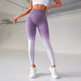 Women's Gradient Smile Yoga Pants - Light Gray - Gradient / Fitness Pants - XL - Spandex Polyester - image 22