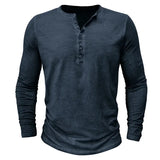 Men's Casual Long Sleeve Henly Shirt - Khaki - Long Sleeve Tee Shirt - 5XL - Polyester - image 43