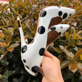 Women's White Black Polka Dot Heels - White/Black - 1 / 12cm Heel - 46 B - Patent Leather - image 12