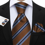 Funki Buys | Neckties | Men's 3 Pcs Striped Jacquard Tie Set