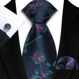 Men's 3 Pcs Silk Paisley Formal Tie Set - Blue - TZ-Y08 - One Size - Silk - image 25