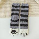 Unisex Fuzzy Warm Paw Print Socks 6 Pcs - Gray/Black - 6 Pcs / Stripes / Socks - One Size - EU35-41 - Polyester - image 18