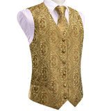 Men's 5 Pcs Premium Gold Vest Tie Set - Dark Gold - 5Pcs Set - MJ-3202_0036 - XXXL - Silk - image 6