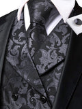 Men's 4 Pcs Formal Floral Tie Vest Sets - Brown - 4pc Tie Set - HT-MJ-0093 - 3XL - Silk - image 10