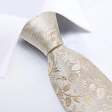 Men's 3 Pcs Silk Floral Formal Tie Set - Beige - 3pc Tie Set - 1167 - One Size - Silk - image 5