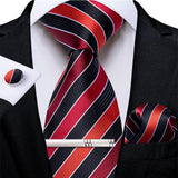 Funki Buys | Neckties | Men's 4 Pcs Formal Silk Red Tie Sets