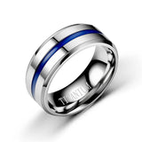 Men's Women's Titanium Blue Groove Ring - Black - Men's - 8mm Ring - 13 - Tungsten Carbide - image 9