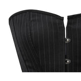 Women's Pin Striped Front Clip Up Corset - Black - Pin Striped Corset - 6XL - Spandex - image 6