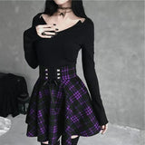 Women's Gothic Retro Punk Plaid Mini Skirt - Black - Skirt - XXL - Polyester - image 40