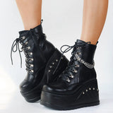 Women's Gothic Punk Platform Ankle Boots - Black - 1 / Matte / Ankle Boots - 43 B - PU Leather - image 14