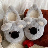 Women's Cute Koala Bear Cozy Slippers - Light Grey - Slippers - 44-45 - Plush - image 2