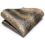 Men's 5 Pcs Floral Bronze Tie Set - Bronze - 5Pcs Set -N-0271 - One Size - Silk - image 5