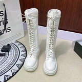 Women's Gothic Lace Up High Top Boots - Black - Lace Up Boot - 43 B - PU Leather - image 21