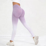 Women's Gradient Smile Yoga Pants - Purple/White - Gradient / Fitness Pants - XL - Spandex Polyester - image 32