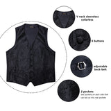 Men's 5 Pcs Premium Gold Vest Tie Set - Dark Gold - 5Pcs Set - MJ-3202_0036 - XXXL - Silk - image 15