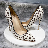 Women's White Black Spotted Heels - White/Black - 1 / 12cm Heel - 46 B - Patent Leather - image 9