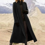 Women's Long Woolen Cardigan Coat - Black - Jacket - 3XL - Wool Blend - image 5