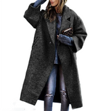 Women's Long Woolen Loose Overcoat - Black - Ladies Coat - XXL - Wool Blend - image 33