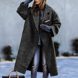 Women's Soft Woolen Loose Overcoat - Black - Ladies Coat - XXL - Wool Blend - image 22