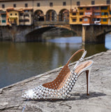 Women's Metallic Bling Bridal Slingbacks - Black - 2 / 6cm / Metallic Heels - 41 B - PU Leather - image 14