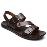 Men's Summer Fashion Leather Sandals - Brown - Sandals - 48 B - PU Leather - image 15