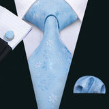 Funki Buys | Neckties | Men's 3 Pcs Blue Formal Silk Tie Set