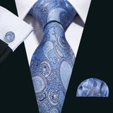 Funki Buys | Neckties | Men's 3 Pcs Blue Formal Silk Tie Set