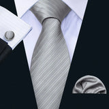Men's 3 Pcs Classic Formal Tie Sets - Gray -  5081 - O - One Size - Silk - image 30