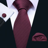 Men's 3 Pcs Classic Formal Tie Sets - Maroon - 5085 - One Size - Silk - image 2