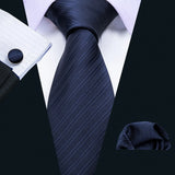Men's 3 Pcs Classic Formal Tie Sets - Navy - 5087 - One Size - Silk - image 15