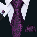 Men's 3 Pcs Classic Formal Tie Sets - Purple - 5134 - One Size - Silk - image 13