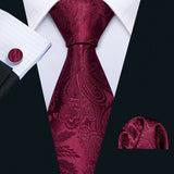 Men's 3 Pcs Classic Formal Tie Sets - Wine Red - 5144 - One Size - Silk - image 3