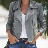 Women's Diagonal Zipper Short Jacket - Champagne - Jacket - 5XL - Polyester - image 11
