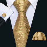 Men's 3 Pcs Classic Formal Tie Sets - Gold - 5150 - One Size - Silk - image 12