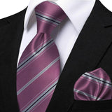 Men's 3 Pcs Striped Jacquard Tie Set - Blue - 2 - One Size - Polyester - image 31