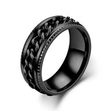 Men's Moveable Ring Titanium Steel Ring - Black - Spinner Anxiety Ring - 11 - Titanium - image 6