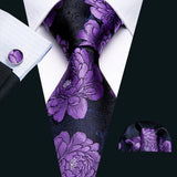 Funki Buys | Neckties | Men's 3 Pcs Stylish Purple Floral Tie Set