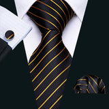 Men's 3 Pcs Classic Formal Tie Sets - Black/Gold - 5218 - One Size - Silk - image 25