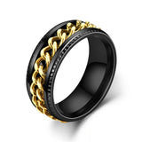 Men's Moveable Ring Titanium Steel Ring - Black/Gold - Spinner Anxiety Ring - 11 - Titanium - image 4