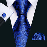 Funki Buys | Neckties | Men's 3 Pcs Blue Formal Silk Tie Set