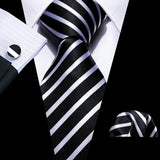 Men's 3 Pcs Classic Formal Tie Sets - Black/White - 5292 - One Size - Silk - image 32