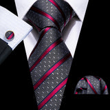 Men's 3 Pcs Classic Formal Tie Sets - Gray/Crimson - 5295 - O - One Size - Silk - image 5