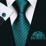 Funki Buys | Neckties | Men's 3 Pcs Teal Striped Formal Tie Set